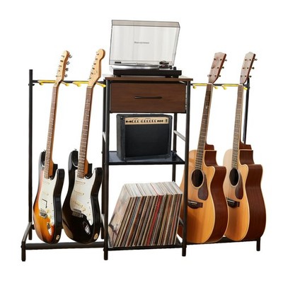 Pearington 3-Tier Guitar Floor Stand with Amp Stand Drawer for 4 Guitars