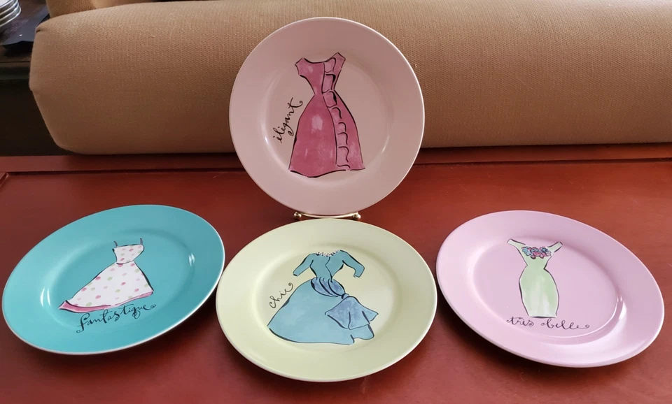 Rosanna Dessert Plates - Paris Dresses With Purse - Set of 4 (Add'l Set Avail) - Image 2 of 4