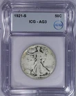 1921-S Walking Liberty Half Dollar 50C ICG AG3