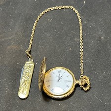 Colibri Vintage Pocket Watch And Knife Combo Gold Tone