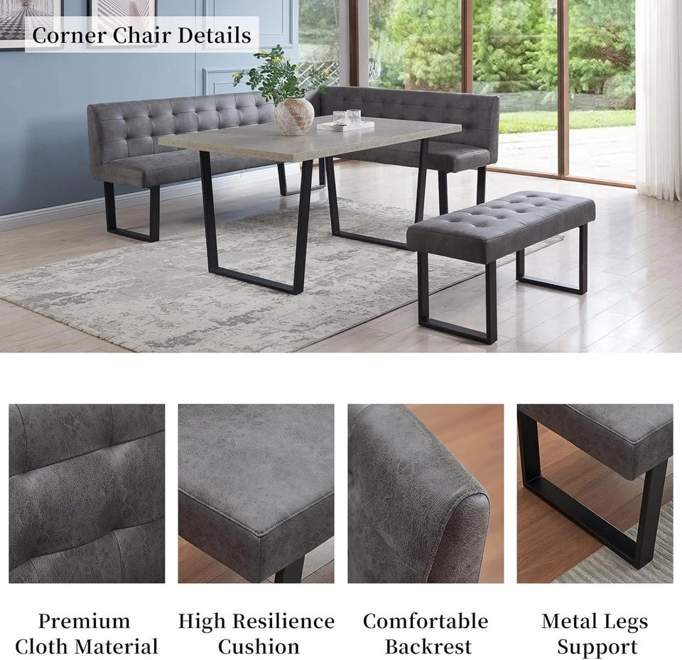 JIEXI Corner Bench Dining Table Set,dining table and dining bench,breakfast nook - Image 2 of 4