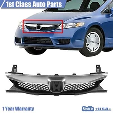 Front Chrome Grille Bumper For 2009 2010 2011 Honda Civic HO1210127 HO1200198
