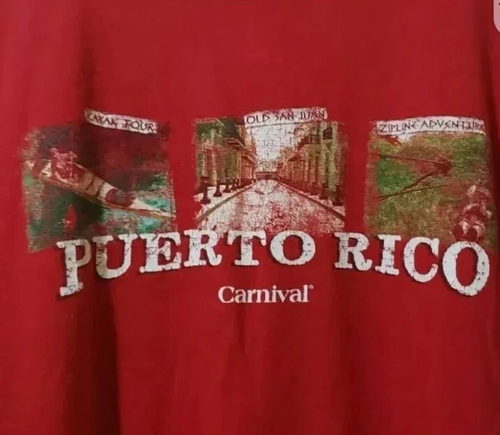 Camiseta Gráfica Carnaval Para Hombres XXL Roja Manga Corta Cuello Redondo Puerto Rico  Foto 3 de 4