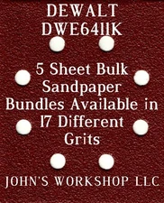 DEWALT DWE6411 - 1/4 Sheet - 17 Grits - No-Slip - 5 Sandpaper Bulk Bundles