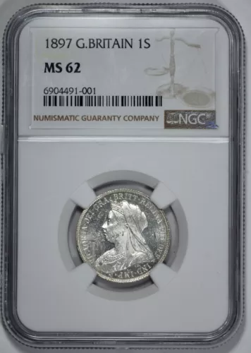 1897 1S Great Britain Shilling NGC MS 62 Looks Proof Like