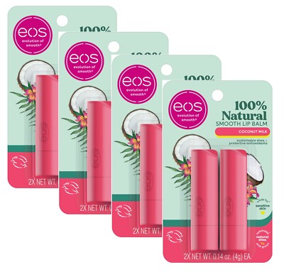 EOS Natural Smooth Lip Balm Coconut Milk 2 ct., Set of 4