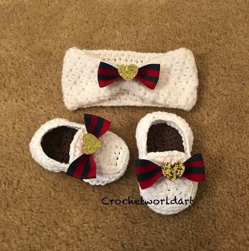 Zapatos de bebé hechos a mano ganchillo recién nacido botines diadema niña mocasín niña mocasín - Imagen 2 de 8