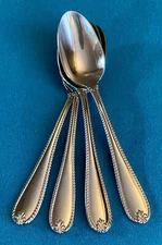 4 Lenox TUDOR BEAD Oval Soup Spoons 7 1/8" Stainless Flatware Silverware 18/10