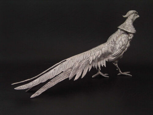 FINE PAIR VINTAGE SILVER PLATE COCK & HEN PHEASANT BIRD CENTERPIECE FIGURES - Picture 3 of 23