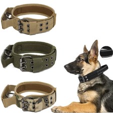 Tactical Dog Collar Adjustable K9 Military Heavy Duty Metal Buckle with Handle