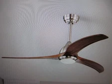 Oaks Aura Elias 52in.Indoor Scandi Nickle Solid Wood 6-Speed Ceiling Fan W/Light