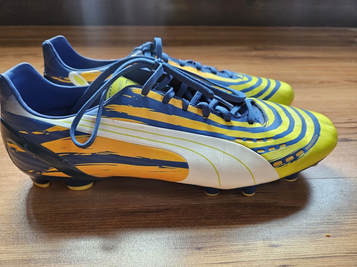 PUMA EVOSPEED サッカーシューズ イエロー/ブルー Puma EvoSpeed 4 Graphic Firm Ground Soccer Cleats Blue Orange