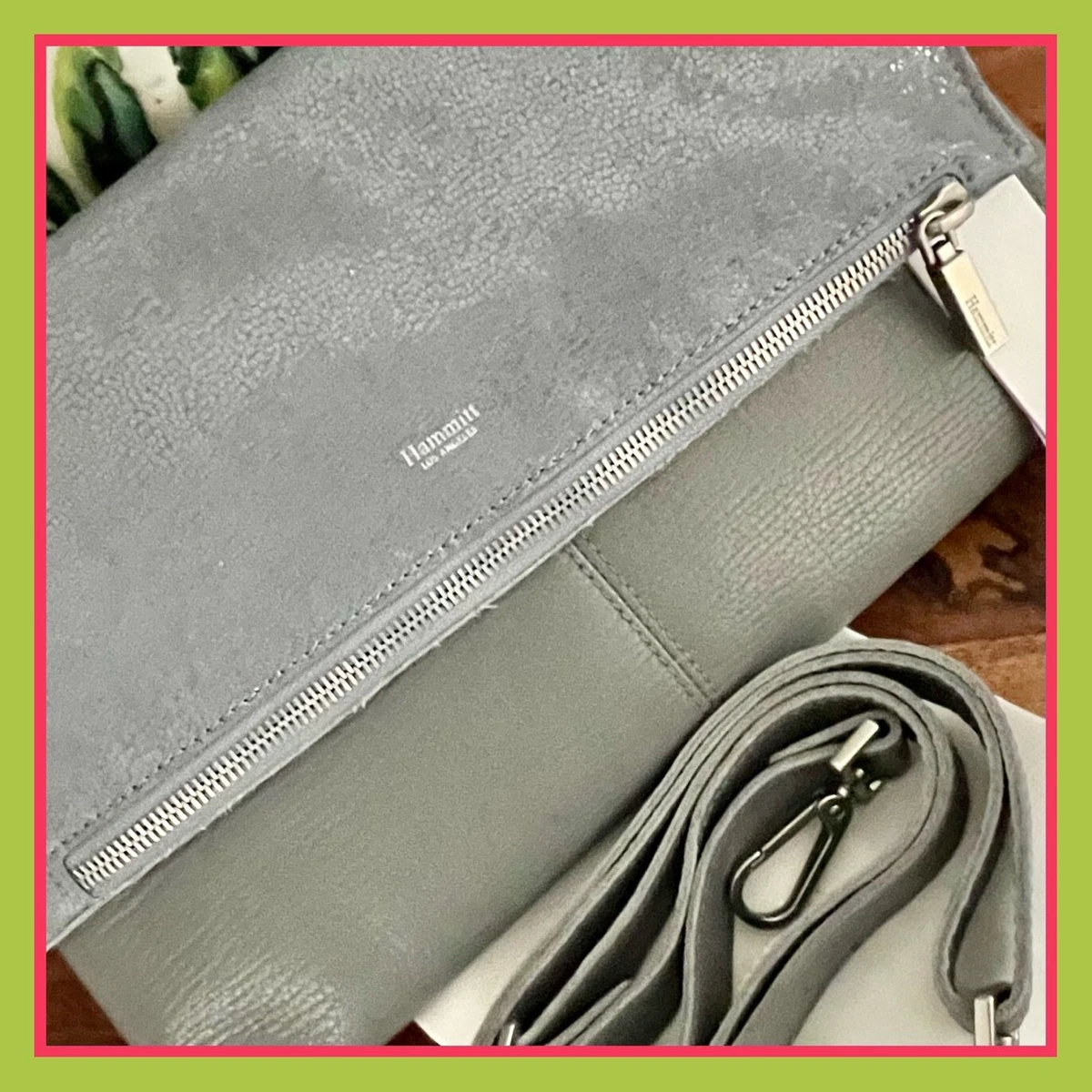 Hammitt VIP Montana Medium Steel Blue Gray Leather Crossbody Bag 495