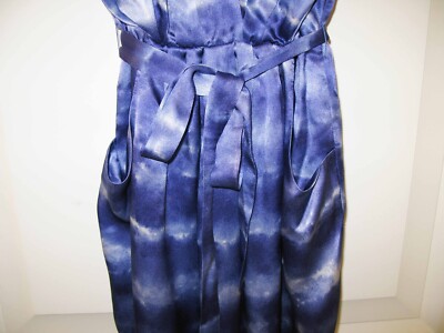 Robe ADAM En Soie Imprimé Cravate Indigo Bleu Et Blanc - Taille 6 (M) - Ceinturée - Neuf Avec étiquettes - Prix Retail 385$