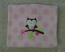 Circo Pink Owl Baby Blanket Polka Dots Heart Brown Tree Branch Leaves Flower