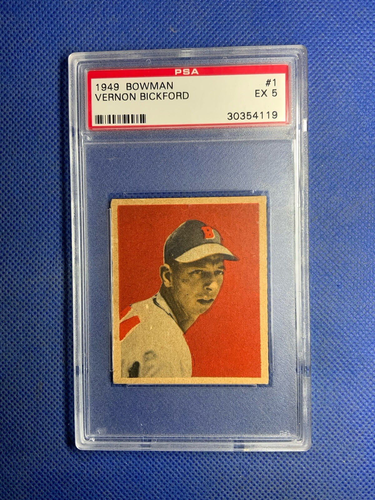 1949 Bowman #1 Vernon Bickford ( Cream Back) Boston Braves PSA 5 EX