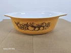 Vintage Pyrex Old Orchard 1970's 043 1 1/2 QT Oval Casserole Dish Burnt Orange