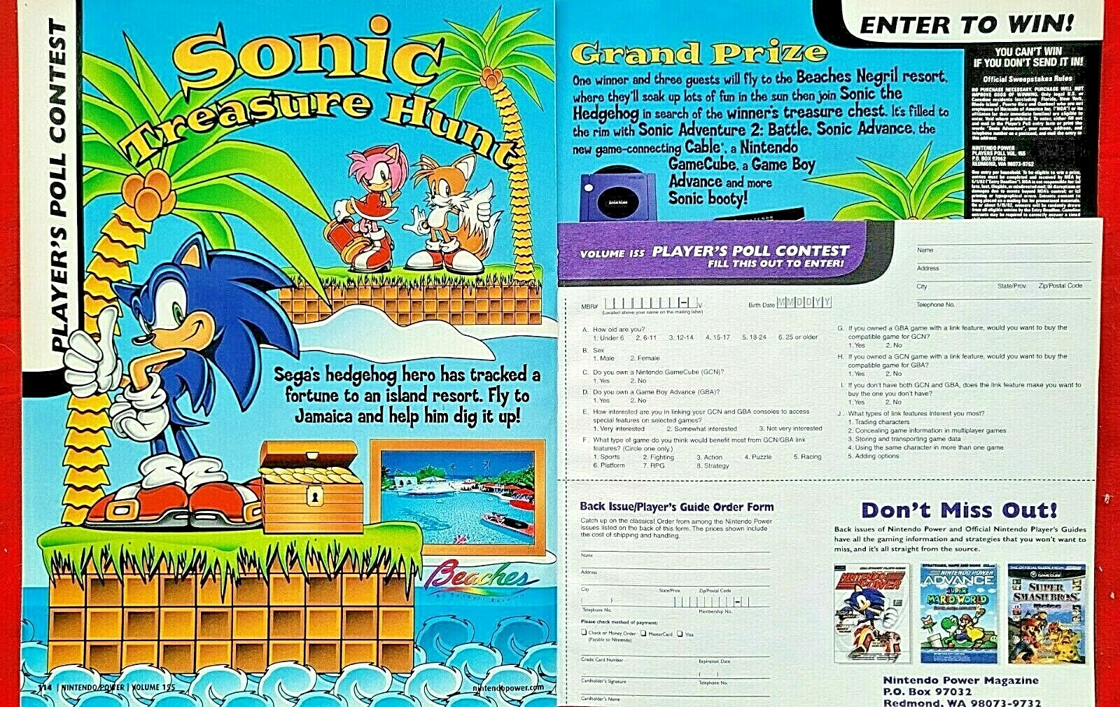 2002 SONIC ADVENTURE 2 BATTLE Nintendo Game Cube = 2pg Promo Print AD 16 x  10.5