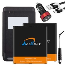 High Quality 2x 3700mAh Battery Car Charger Cable f Samsung Galaxy J2 Pure J260A