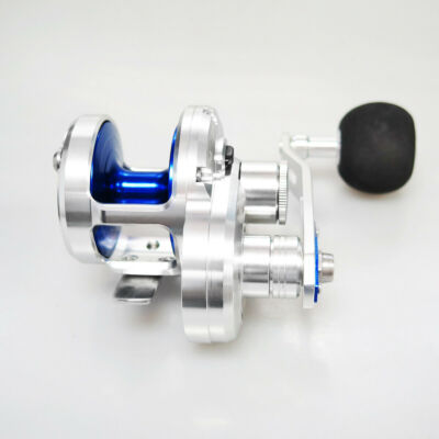 SILVER/BLUE HIGH SPEED POSEIDON 50SL JIGGING REEL Right handed SALTWATER 30KG