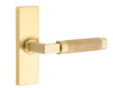 Emtek Privacy Rectangle Square Rosette L-Square Stem Knurled Handle US4 LH