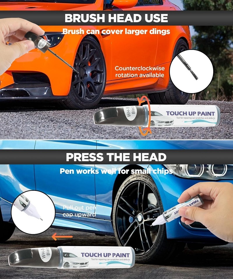 Gloss Black Wheel Rim Touch Up Paint Repair Kit Universal for Car Chips