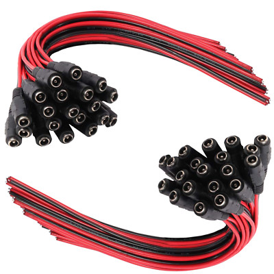 DC Power Pigtail Cable Wire Plug 18AWG 2.1mm x 5.5mm 12V 5A Female Pack Lot