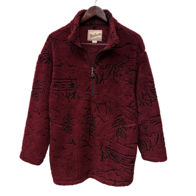 Woolrich Vintage Deep Pile Zendura Fleece Sherpa Quarter Zip