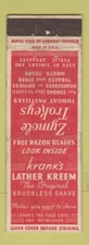 Matchbook Cover - Krank's Lather Kreem Shaving Cough Drops WEAR