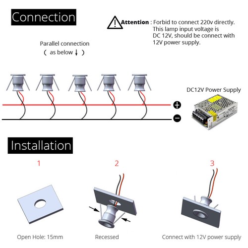 10x 1W DC12V LED Spotlight Surface Mounted Ceiling Mini Spot Light Interface - Picture 6 of 9