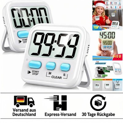Digitaler Timer für Küche & Klassenzimmer   2 Stück inklusive AAA-Batterie
