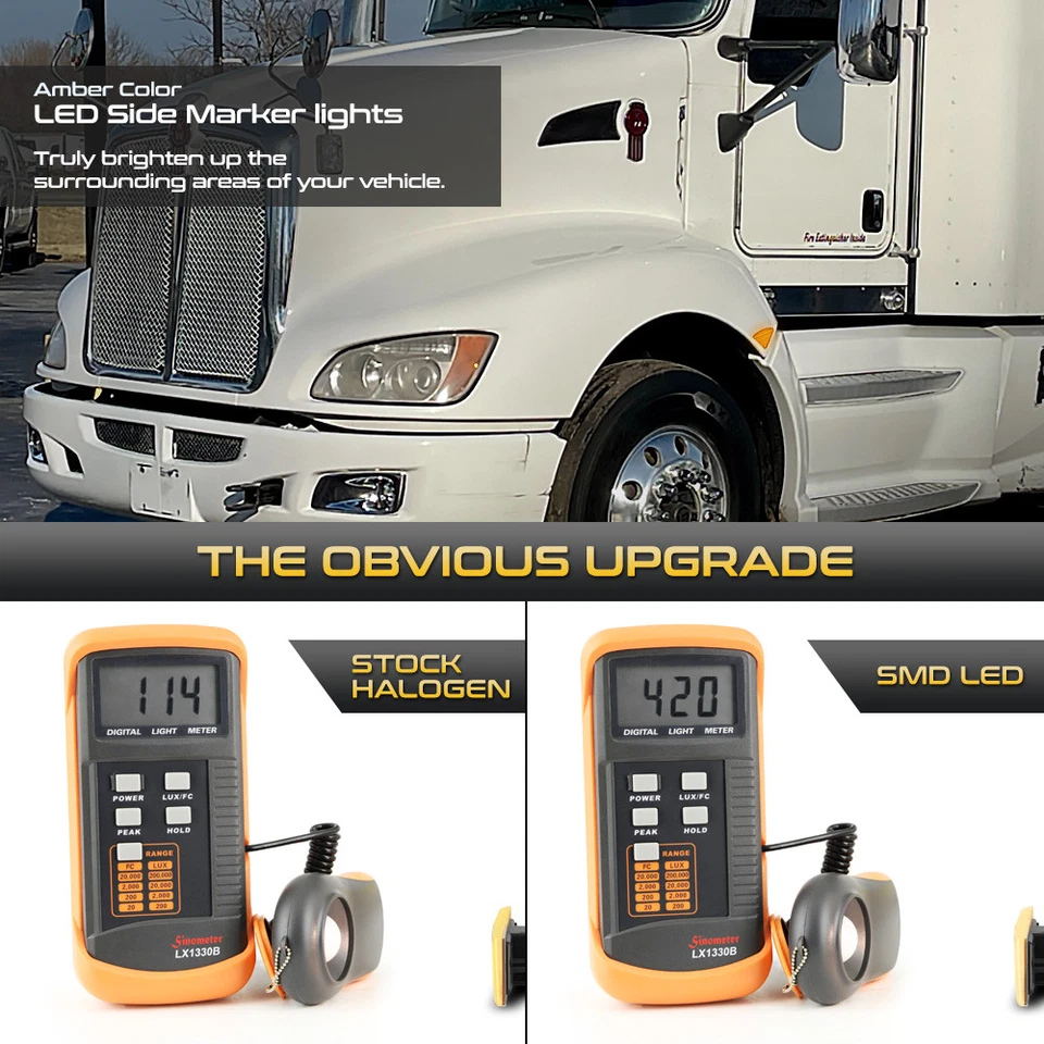 Chrome FULL LED Side Marker Lights For 2008-2017 Kenworth T660 T170 T270 T370 - Image 3 of 4