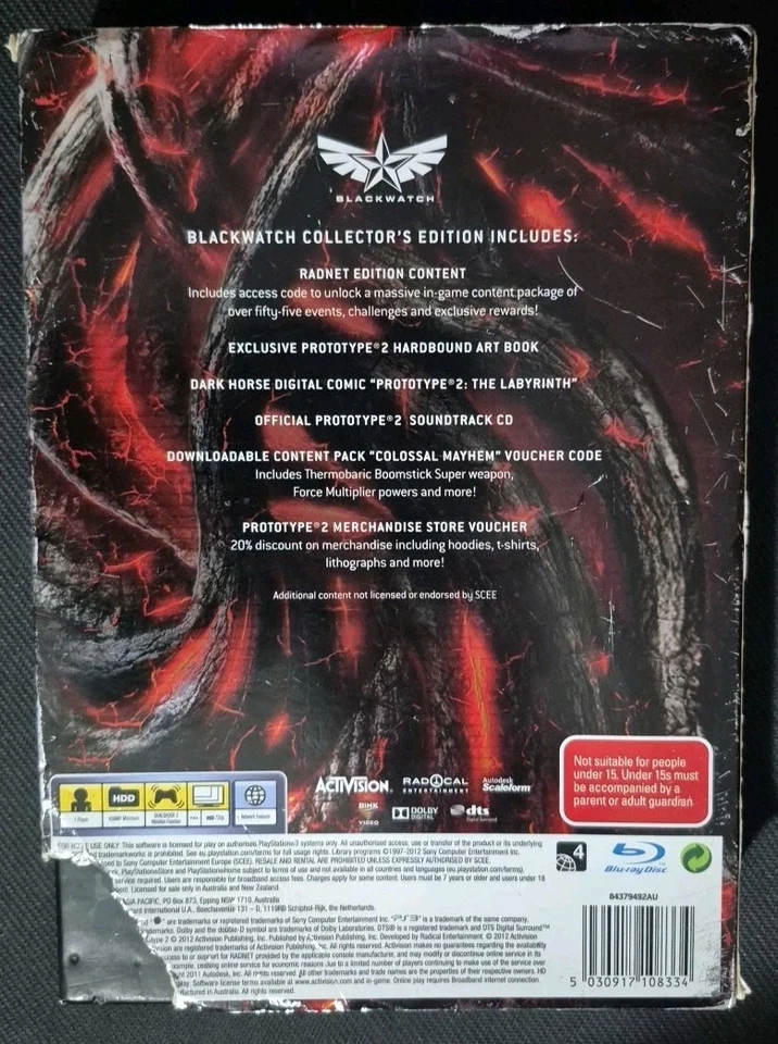 Prototype 2 BlackWatch Collector's Edition P3 PS3 PAL Casing (Game Not Included) - Image 3 of 4