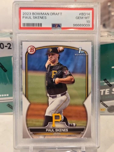 PAUL SKENES 2023 BOWMAN DRAFT 1ST ROOKIE RC #BD14 PSA 10 GEM MINT! PIRATES HOT!