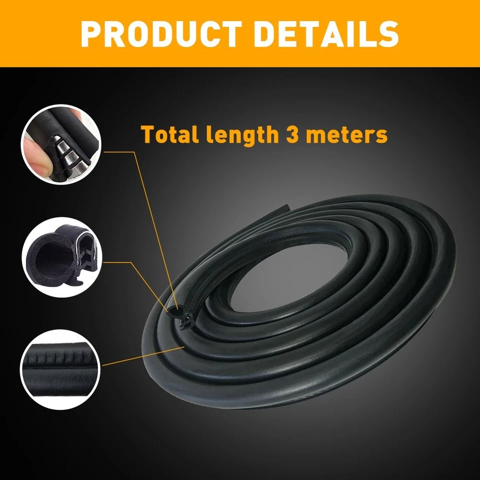 2X Sello de goma automático universal tira climática puerta ventana cerradura maletero capó borde Foto 3 de 4