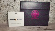 Tory Burch Gemini Link Embrace Adjustable Bracelet Navy & Gold w/ Gift Bag