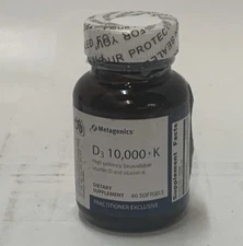 Metagenics D3 10,000+ K Vitamin Supplement 60ct , 10/25
