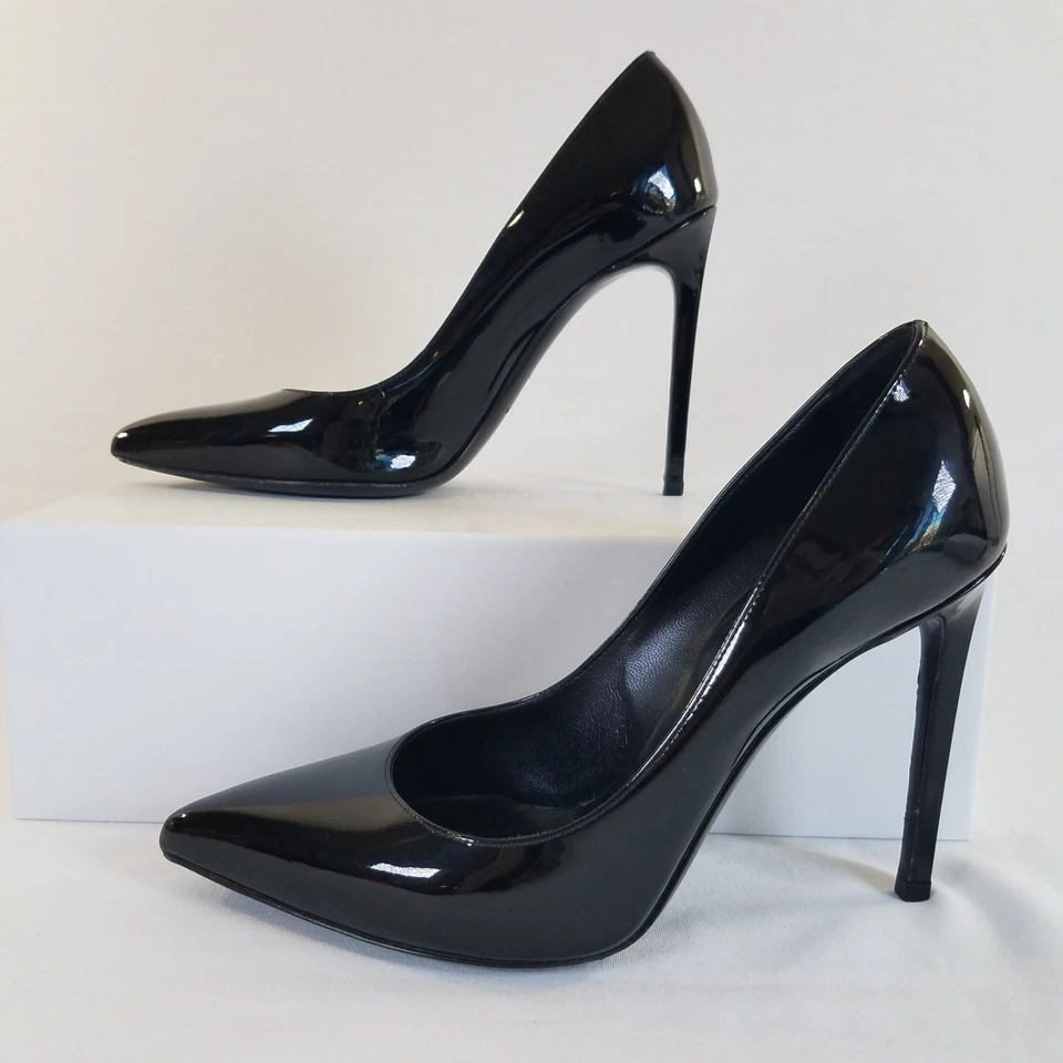 Saint Laurent Black Patent Leather Heels SIZE 36 Dust Bag Pumps 4" Zoe 85 ? - Image 2 of 4