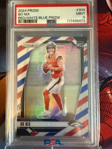 2024 Panini Prizm - Rookies Bo Nix #309 Red White & Blue Prizm (RC)