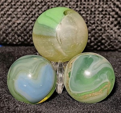 Vintage Vitro Agate Chalkie Marbles. 3/4 To 5/8'' Mint to Nm. Htf Example 