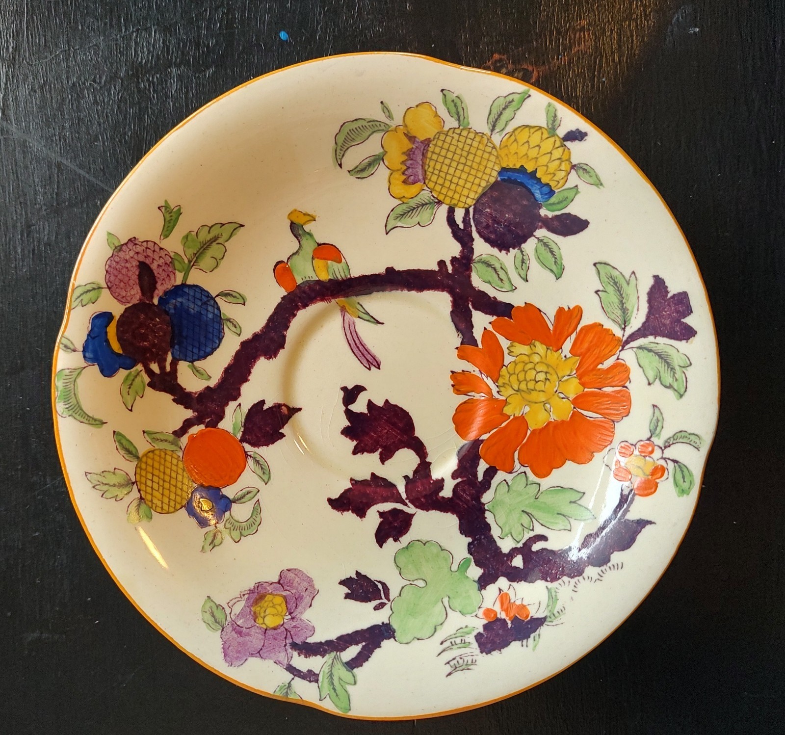 Antique Mason's Patent Ironstone China Floral Dish Saucer Made In England Scarce