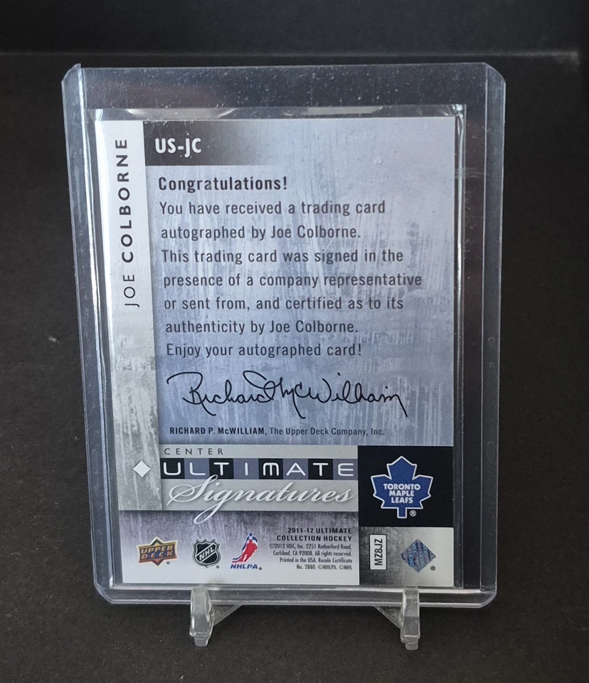 2011-12 Upper Deck ULTIMATE COLLECTION JOE COLBORNE #US-JC ROOKIE AUTO - Image 2 of 2