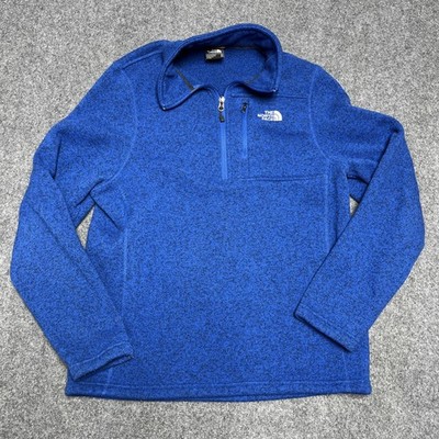 Northface Men s Fleece Jacket Size Medium 1/4 Zip Pullover Blue 1 Pocket. 459B7￼