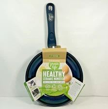 Green Life Healthy Ceramic Nonstick 8" Black Frypan Diamond-infused Comfort Grip