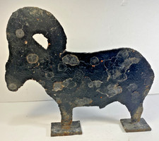 Antique Folk Art Carnival Cast Iron FIgural Ram Shooting Range Game Target