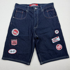 VTG South Pole Baggy Patched Jean Shorts Men's Sz 34 Skater Grunge Y2K Wide Leg
