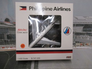AEROCLASSICS 1/400 PHILIPPINE AIRLINES METAL MODEL AIRLINER BOEING 747 200