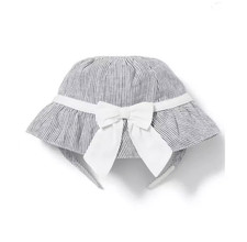 Janie and Jack Linen Stripe Bucket Hat in Soft Gray Stripe Size 6-12 Months