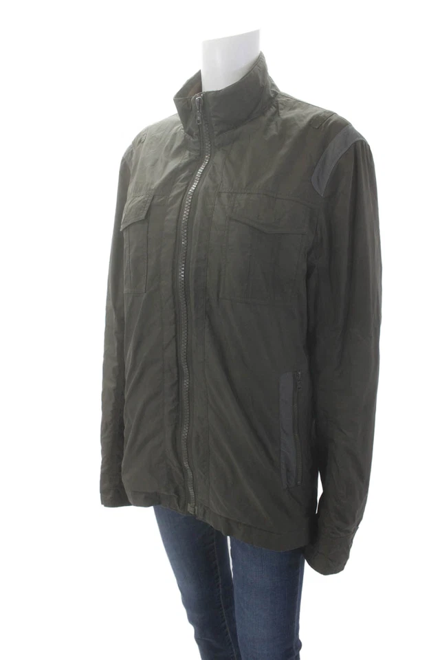 Chaqueta informal Elie Tahari para mujer texturizada manga larga forrada cremallera verde talla S Foto 2 de 4