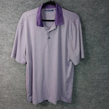 Cutter & Buck Purple Golf Polo Pickleball Tennis Sports Striped Collar Wicking